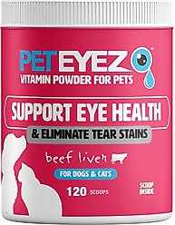 Pet Eyez Beef Liver Vision & Tear Stain Powder Supplement for Dogs & Cats, 4-oz jar