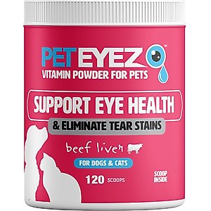 Pet Eyez Beef Liver Vision & Tear Stain Powder Supplement for Dogs & Cats, 4-oz jar