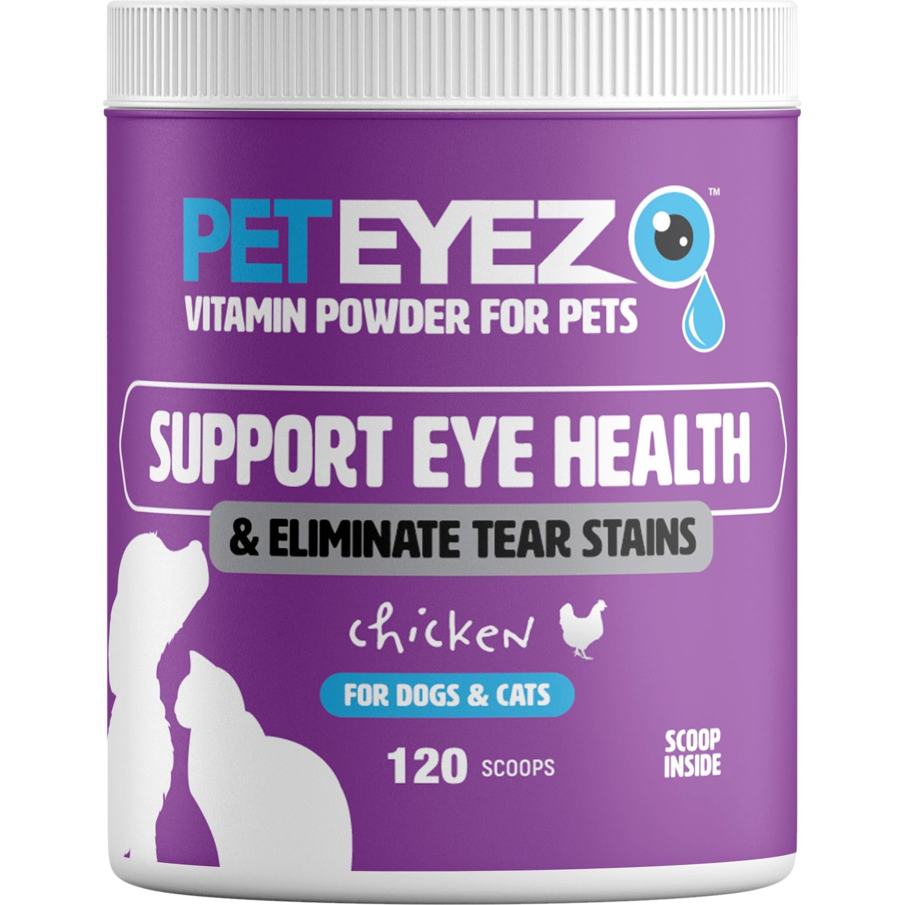 Pet Eyez Chicken Vision & Tear Stain Powder Supplement for Dogs & Cats, 4-oz jar