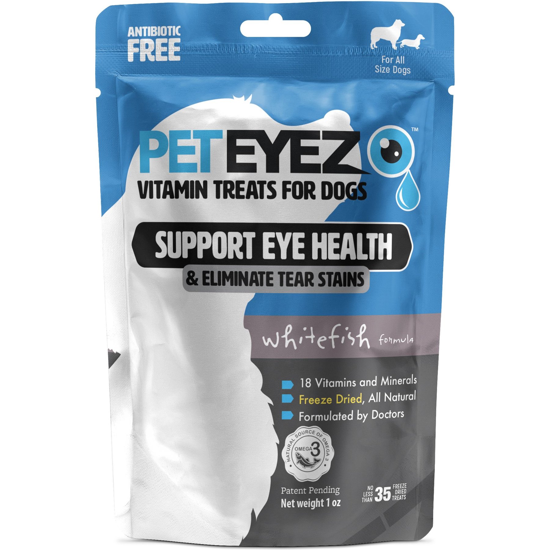 Pet Eyez Whitefish Freeze-Dried Vision & Tear Stain Treats for Dogs, 35 count