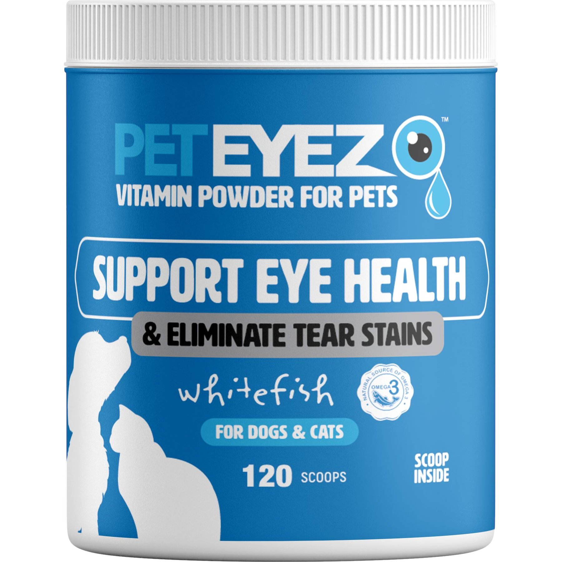 Pet Eyez Whitefish Vision & Tear Stain Powder Supplement for Dogs & Cats, 4-oz jar