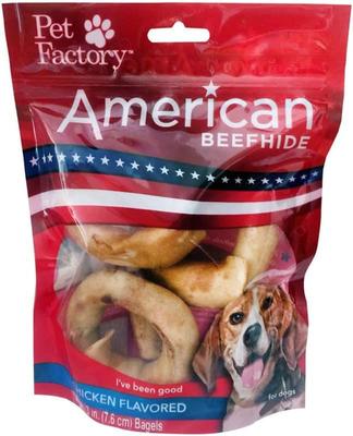 Show full view: Pet Factory American Beefhide 3-inch Bagels Chicken Flavored Chewy Dog Treats, 4 count slide 1 of 3