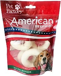 Pet Factory American Beefhide 3-inch Bagels Natural Flavored Chewy Dog Treats, 4 count