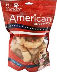 Pet Factory American Beefhide 3-inch Donuts Chicken Flavored Chewy Dog Treats, 8 count