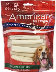 Pet Factory American Beefhide 3 to 3.5-inch Mini Rolls Natural Flavored Chewy Dog Treats, 14 count