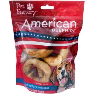 Pet Factory American Beefhide 3 to 3.5-inch Pretzels Chicken Flavored Chewy Dog Treats, 4 count