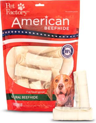 Show full view: Pet Factory American Beefhide 4-inch Rolls Natural Flavored Chewy Dog Treats, 16 count slide 1 of 5