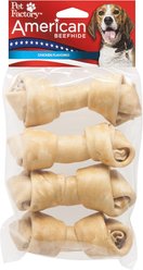 Pet Factory American Beefhide 4 to 5-inch Knotted Bones Chicken Flavored Chewy Dog Treats, 4 count slide 1 of 3