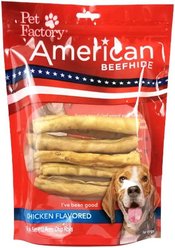 Pet Factory American Beefhide 5-inch Chip Rolls Chicken Flavored Chewy Dog Treats, 16 count
