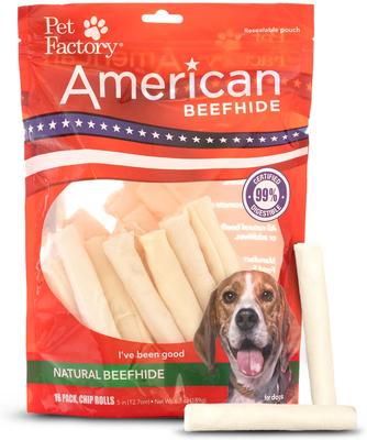 Show full view: Pet Factory American Beefhide 5-inch Chip Rolls Natural Flavored Chewy Dog Treats, 16 count slide 1 of 5