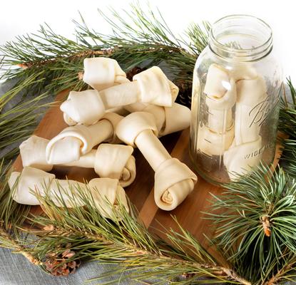 Show full view: Pet Factory American Beefhide 6 to 7-inch Knotted Bones Natural Flavored Chewy Dog Treats, 3 count slide 4 of 4