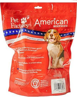 Show full view: Pet Factory American Beefhide 6 to 7-inch Knotted Bones Natural Flavored Chewy Dog Treats, 6 count slide 4 of 4