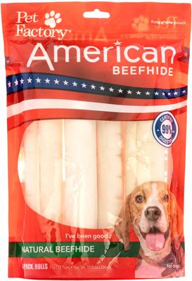 Show full view: Pet Factory American Beefhide 7-inch Rolls Natural Flavored Chewy Dog Treats, 4 count slide 4 of 5