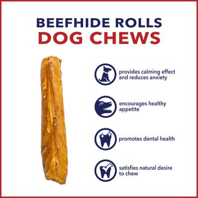 Show full view: Pet Factory Beefhide 10-inch Rolls Peanut Butter Flavored Dog Hard Chews, 1 count slide 9 of 10