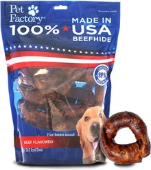 Pet Factory Beefhide 3-inch Donuts Beef Flavored Dog Hard Chews, 12 count