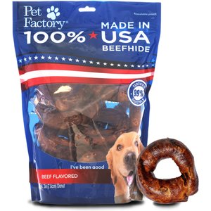 Pet Factory Beefhide 3-inch Donuts Beef Flavored Dog Hard Chews, 12 count