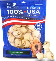 Pet Factory Beefhide 4-inch Natural Flavored Dog Bones, 24 count