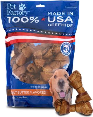 Show full view: Pet Factory Beefhide 4-inch Peanut Butter Flavored Dog Bones, 18 count slide 1 of 10