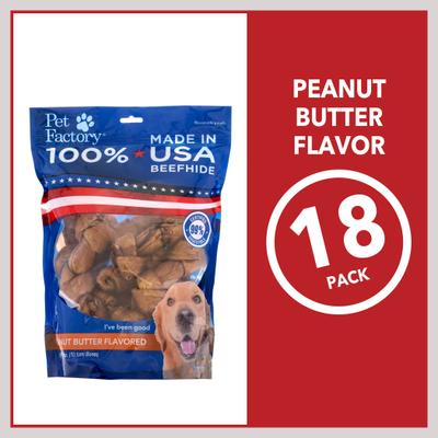 Show full view: Pet Factory Beefhide 4-inch Peanut Butter Flavored Dog Bones, 18 count slide 6 of 10