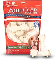 Pet Factory Beefhide 4 to 5-inch Natural Flavored Dog Bones, 22 count
