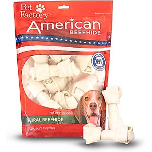 Pet Factory Beefhide 4 to 5-inch Natural Flavored Dog Bones, 22 count
