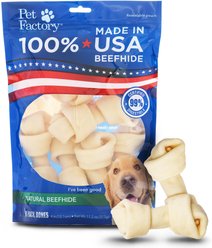 Pet Factory Beefhide 4 to 5-inch Natural Flavored Dog Bones, 8 count