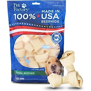 Pet Factory Beefhide 4 to 5-inch Natural Flavored Dog Bones, 8 count