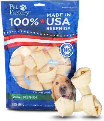 Show full view: Pet Factory Beefhide 4 to 5-inch Natural Flavored Dog Bones, 8 count slide 1 of 10