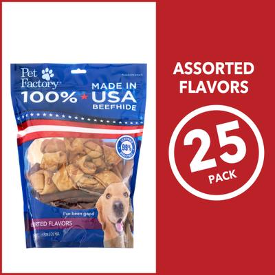 Show full view: Pet Factory Beefhide 4 to 6-inch Beef & Chicken Flavored Dog Hard Chew Variety Pack, 25 count slide 6 of 10