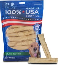 Pet Factory Beefhide 5-inch Chip Rolls Natural Flavored Chewy Dog Treats, 22 count
