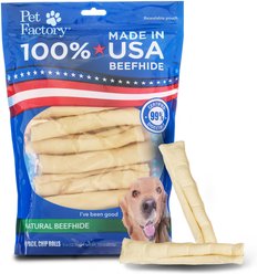 Pet Factory Beefhide 5-inch Chip Rolls Natural Flavored Dog Hard Chews, 18 count
