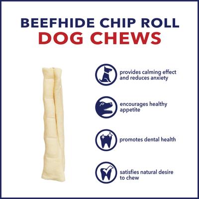Show full view: Pet Factory Beefhide 5-inch Chip Rolls Natural Flavored Dog Hard Chews, 18 count slide 8 of 11