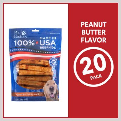 Show full view: Pet Factory Beefhide 5-inch Chip Rolls Peanut Butter Flavored Dog Hard Chews, 20 count slide 6 of 10