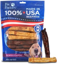 Pet Factory Beefhide 5-inch Chip Rolls Variety Pack Beef & Chicken Flavored Dog Hard Chews, 18 count