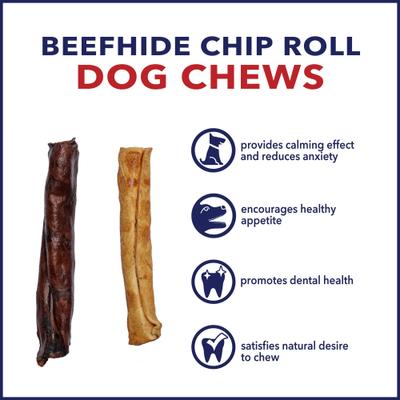 Show full view: Pet Factory Beefhide 5-inch Chip Rolls Variety Pack Beef & Chicken Flavored Dog Hard Chews, 18 count slide 8 of 10