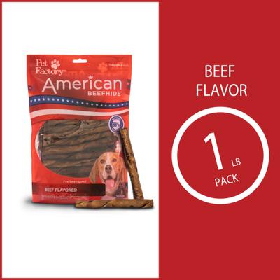 Show full view: Pet Factory Beefhide 5-inch Twist Sticks Beef Flavored Dog Hard Chews, 1-lb bag slide 6 of 10