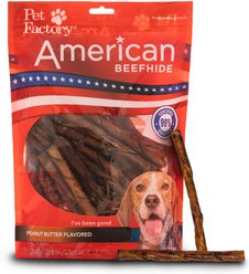 Pet Factory Beefhide 5-inch Twist Sticks Peanut Butter Flavored Dog Hard Chews, 1-lb bag