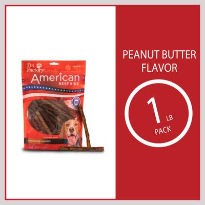 Show full view: Pet Factory Beefhide 5-inch Twist Sticks Peanut Butter Flavored Dog Hard Chews, 1-lb bag slide 6 of 10