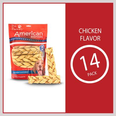 Show full view: Pet Factory Beefhide 6-inch Braided Sticks Chicken Flavored Natural Dog Hard Chews, 14 count slide 6 of 10