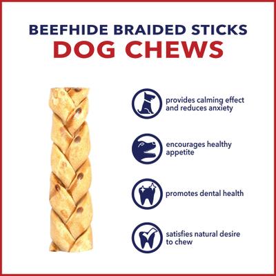 Show full view: Pet Factory Beefhide 6-inch Braided Sticks Chicken Flavored Natural Dog Hard Chews, 14 count slide 8 of 10