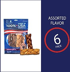 Pet Factory Beefhide 6-inch Braided Sticks Variety Pack Beef & Chicken Flavored Dog Hard Chews, 6 count slide 2 of 9