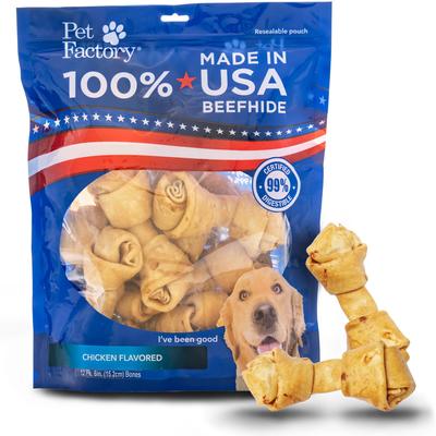 Show full view: Pet Factory Beefhide 6-inch Chicken Flavored Dog Bones, 12 count slide 1 of 10