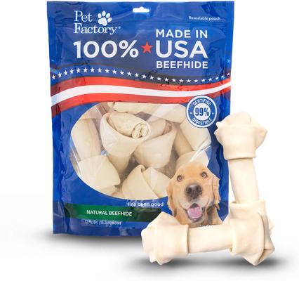 Show full view: Pet Factory Beefhide 6-inch Natural Flavored Dog Bones, 12 count slide 1 of 10