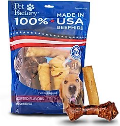Pet Factory Beefhide 6 to 7-inch Beef & Chicken Flavored Dog Hard Chew Variety Pack, 10 count