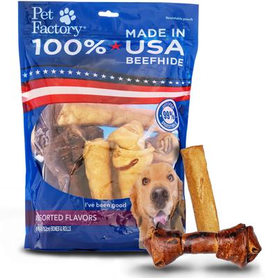 Show full view: Pet Factory Beefhide 6 to 7-inch Beef & Chicken Flavored Dog Hard Chew Variety Pack, 10 count slide 1 of 10