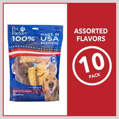 Show full view: Pet Factory Beefhide 6 to 7-inch Beef & Chicken Flavored Dog Hard Chew Variety Pack, 10 count slide 5 of 10