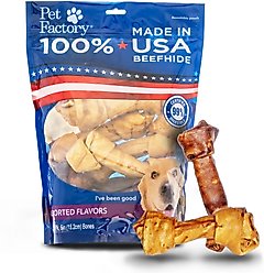 Pet Factory Beefhide 6 to 7-inch Beef & Chicken Flavored Variety Pack Dog Bones, 8 count slide 1 of 9