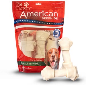 Pet Factory Beefhide 6 to 7-inch Natural Flavored Dog Bones, 10 count