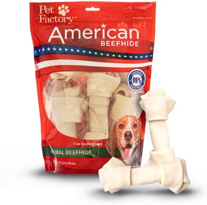 Show full view: Pet Factory Beefhide 6 to 7-inch Natural Flavored Dog Bones, 10 count slide 1 of 9