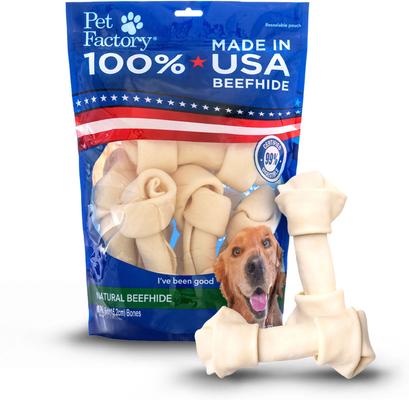 Show full view: Pet Factory Beefhide 6 to 7-inch Natural Flavored Dog Bones, 8 count slide 1 of 10